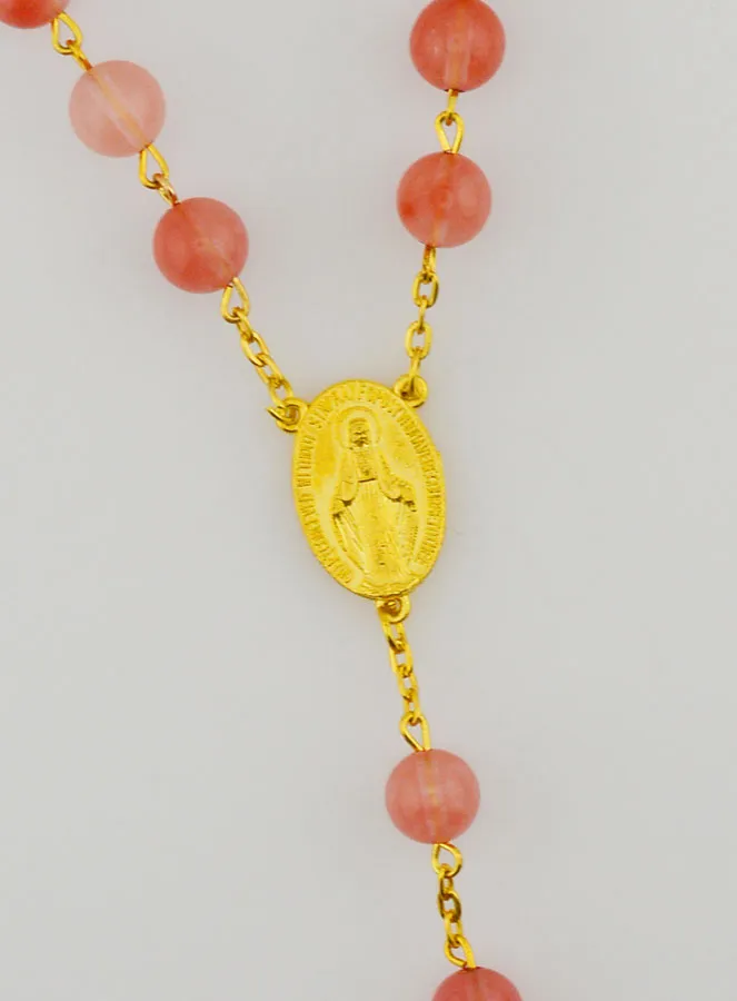 Vergoldeter Rosenkranz mit Echt Quarz Perle (pic 4)
