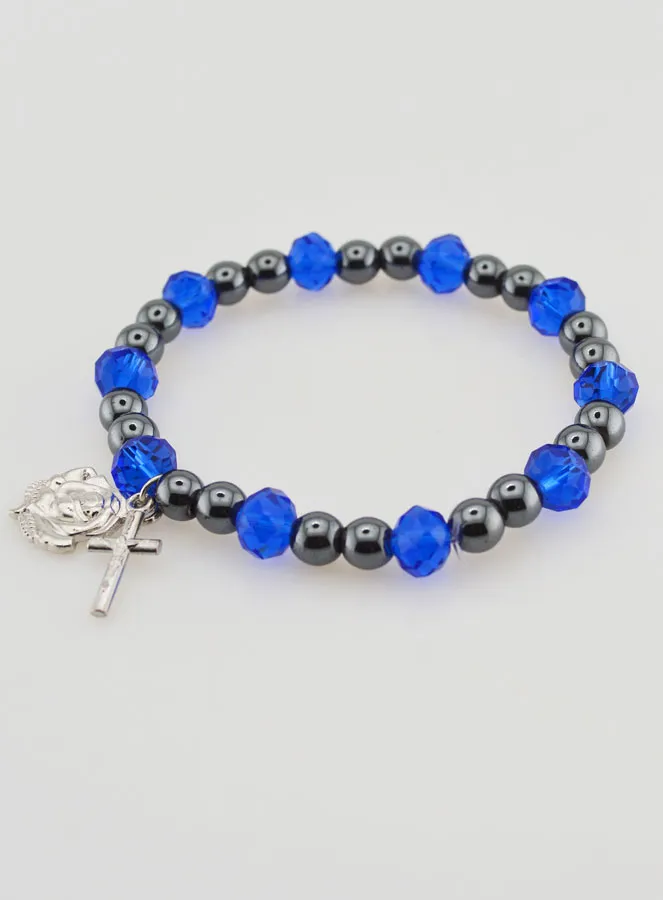 Christliches Armband Schwarze und Blaue Perlen (pic 3)