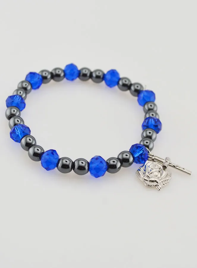 Christliches Armband Schwarze und Blaue Perlen (pic 4)