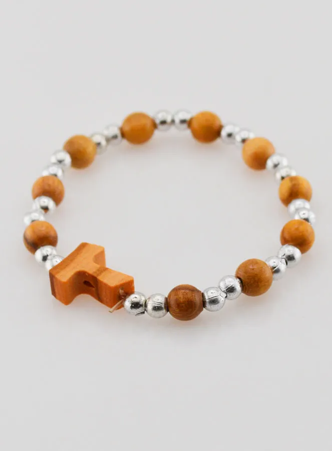 Christliches Kinder Armband Taukreuz und Silberperlen (pic 3)
