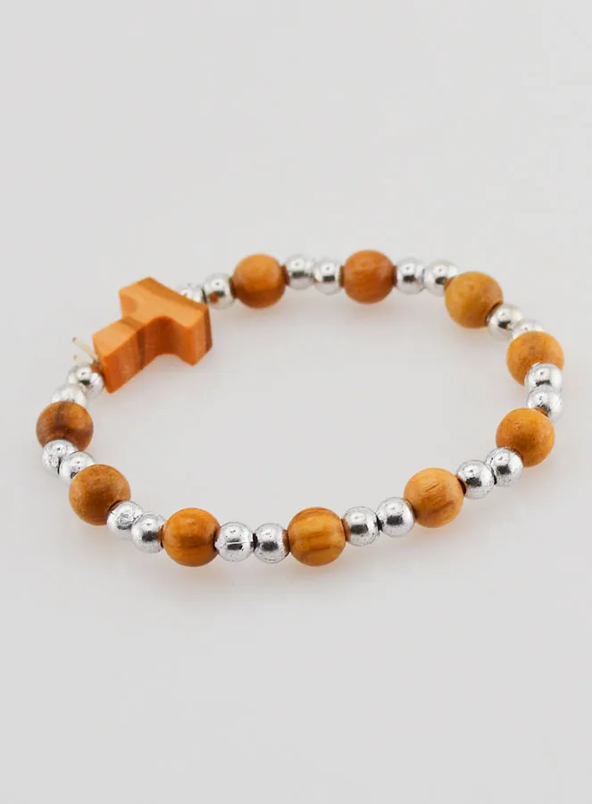 Christliches Kinder Armband Taukreuz und Silberperlen (pic 4)