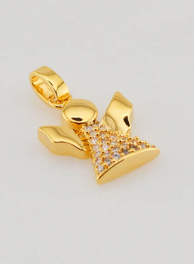 Anhänger Schutz Engel Vergoldet und Strass Diamant 15mm (pic 3)