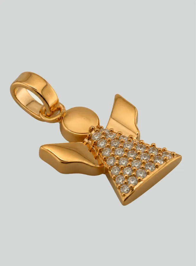 Vergoldeter Anhänger zur Taufe Schutzengel mit Strass Diamanten (pic 2)