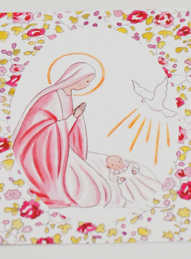 Taufkarte Heilige Maria und Heilige Geist Taube - Rosa (pic 2)