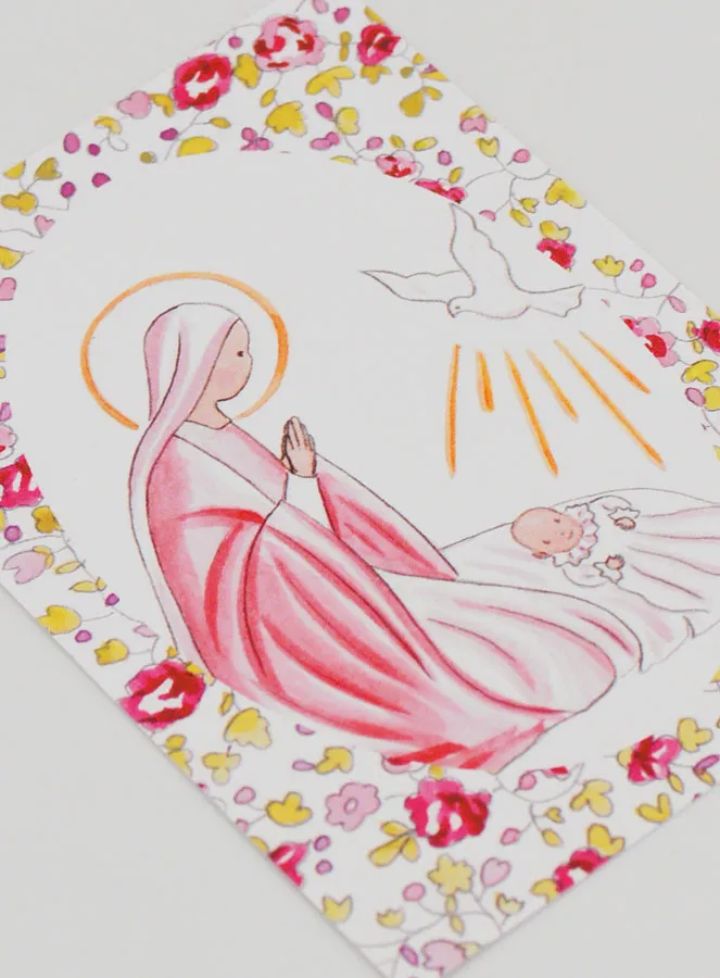 Taufkarte Heilige Maria und Heilige Geist Taube - Rosa (pic 3)