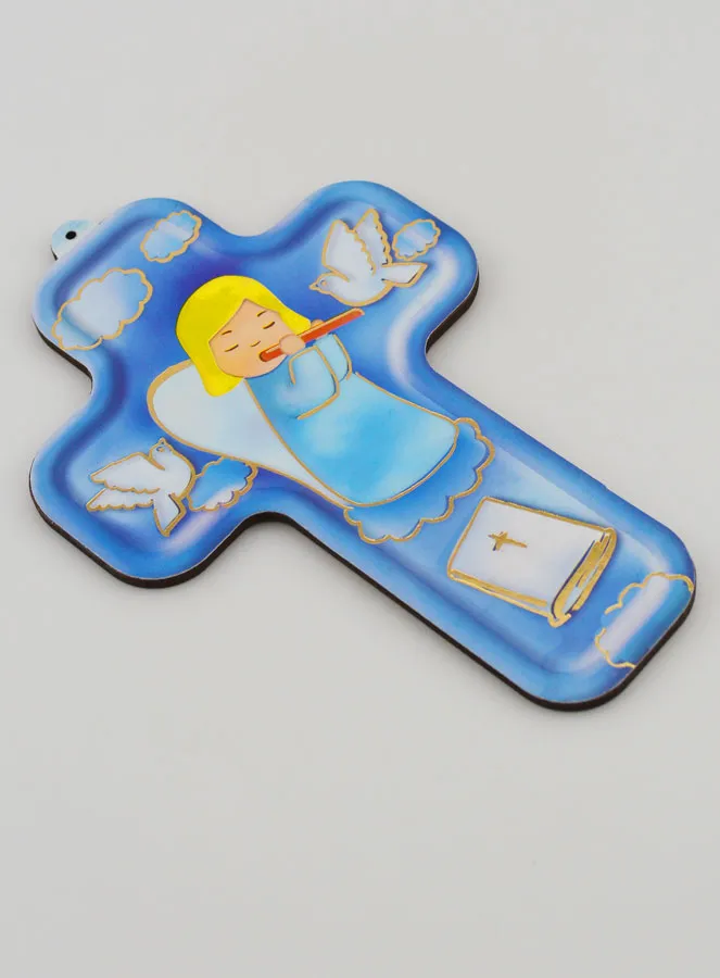 Kinderkreuz aus Holz mit Musiker Engel - Geschenk zur Taufe (pic 3)