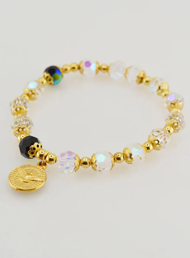 Zehnerrosenkranz-Armband Perlen Kristall und Gold (pic 4)