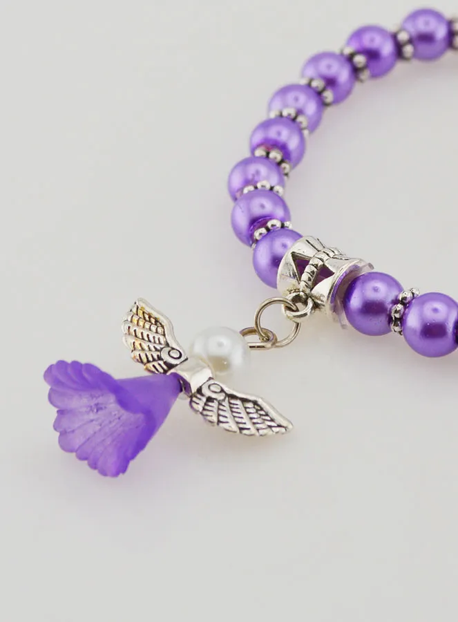 Religiöses Armband Kind Schutzengel - Lila Perlen (pic 3)