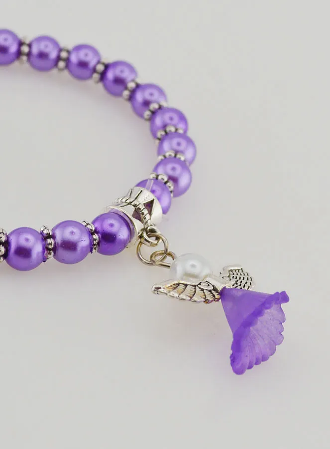 Religiöses Armband Kind Schutzengel - Lila Perlen (pic 4)