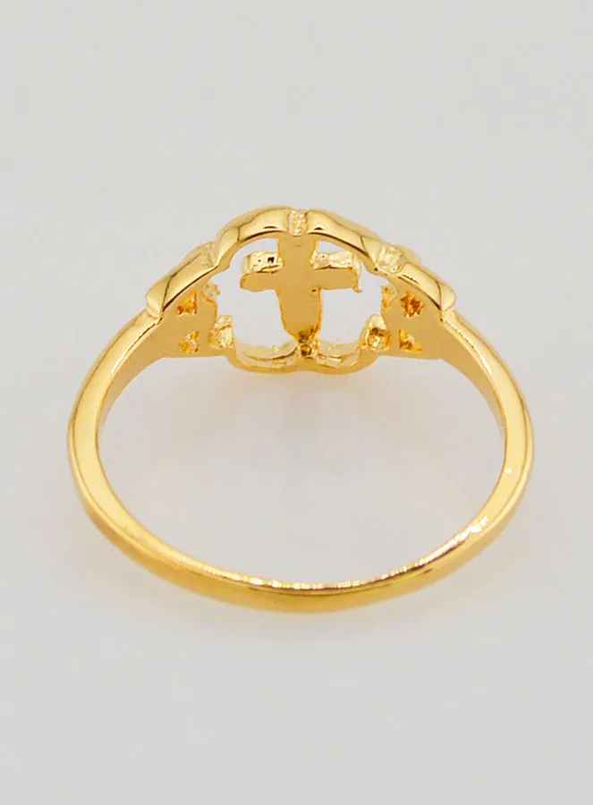 Ring Kreuz und Blume Vergoldet - Grösse 58 (pic 4)
