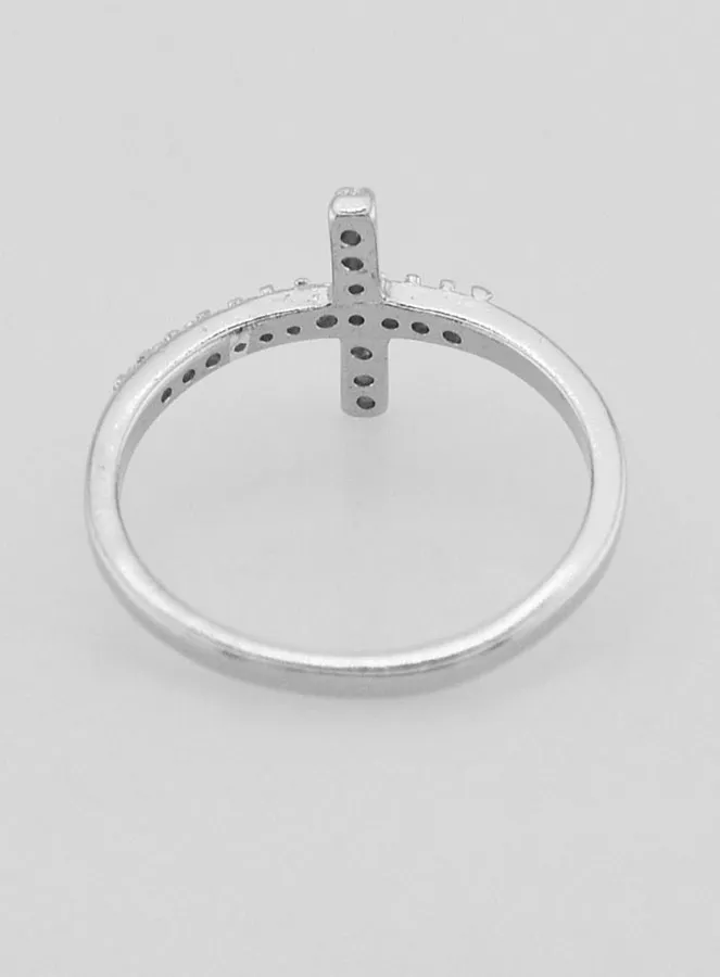 Ring Kreuz und Strass Diamanten - 925er Silber - Grösse 58 (pic 4)