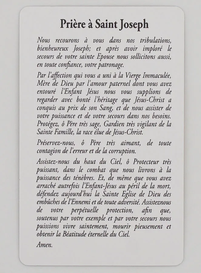 10 Stück Gebetskarten Hl Joseph (in Französisch) (pic 4)