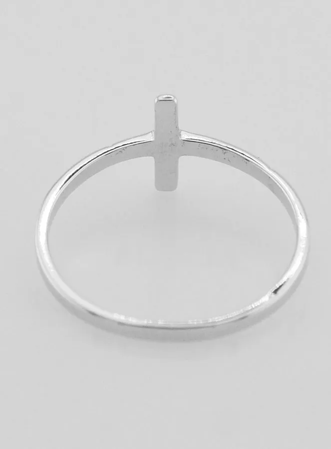 Ring Kreuz und 1 Strass-Diamant - 925er Silber - Grösse 60 (pic 4)