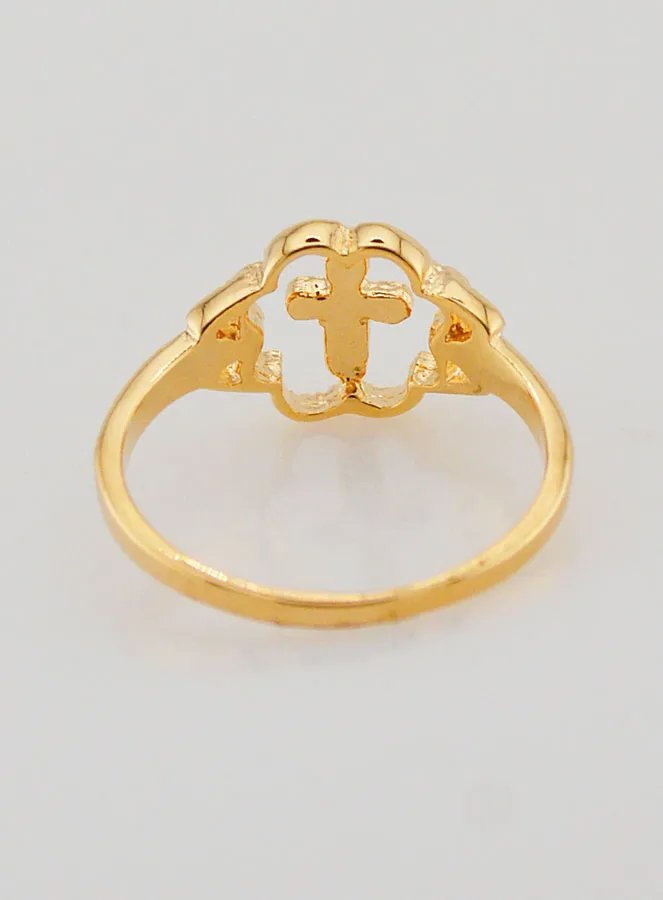 Ring Kreuz und Blume Vergoldet - Grösse 54 (pic 4)