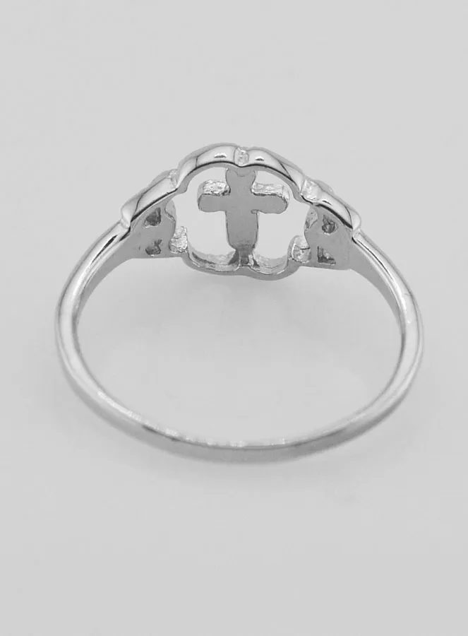 Ring Kreuz und Blume 925er Sterling Silber - Grösse 58 (pic 4)