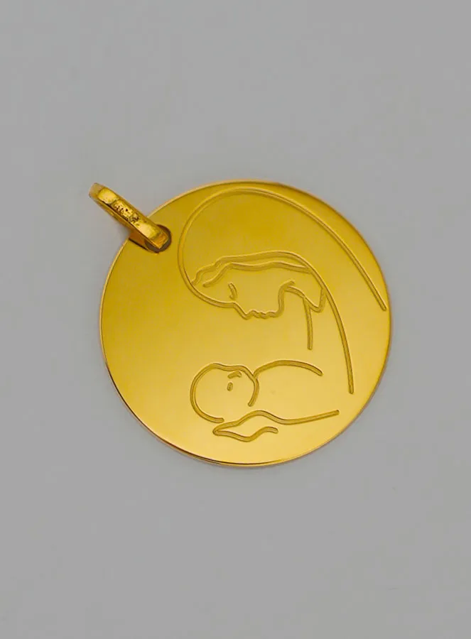 Anhänger Gottesmutter mit dem Kind aus 9 Karat Gold (pic 2)