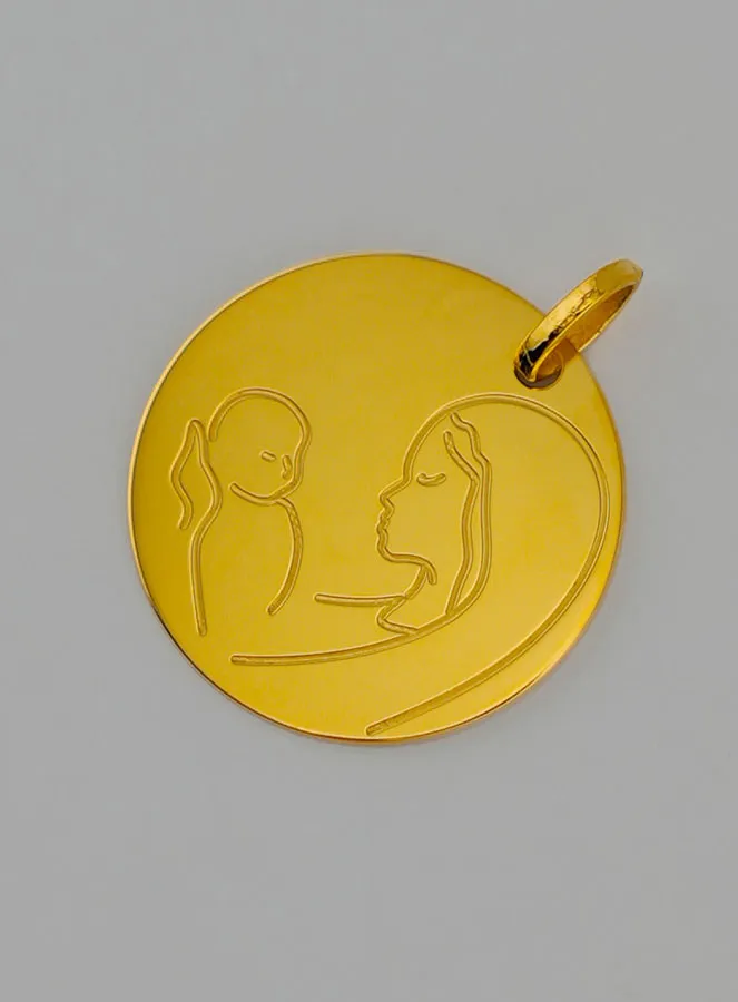 Taufanhänger Maria mit dem Jesuskind aus 9 Karat Gold (pic 3)