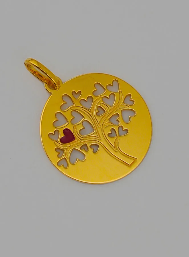 Anhänger Baum des Lebens Rotes Herz aus Gold (pic 2)