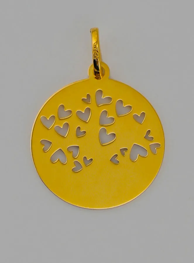 Taufanhänger Lebensbaum mit Rotem Herz aus Gold (pic 4)