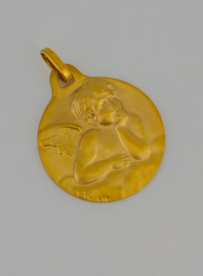 Taufanhänger Gott schütze Dich Engel aus Gold (pic 2)