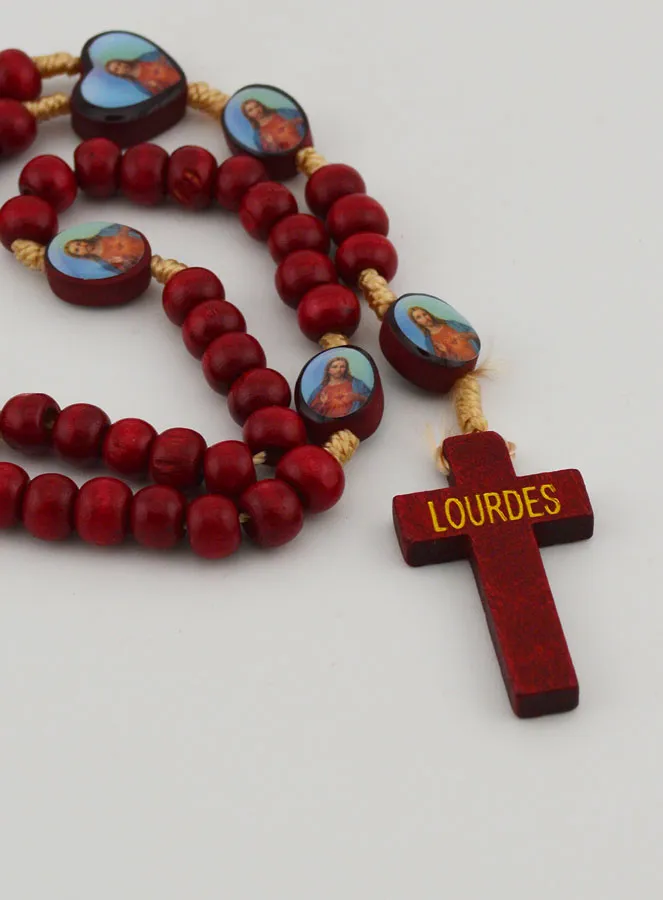 Holz Rosenkranz zum Heiligsten Herzen Jesu Geknotet (pic 3)