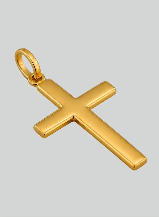 Anhänger Kreuz Flach aus Gelbgold (pic 2)