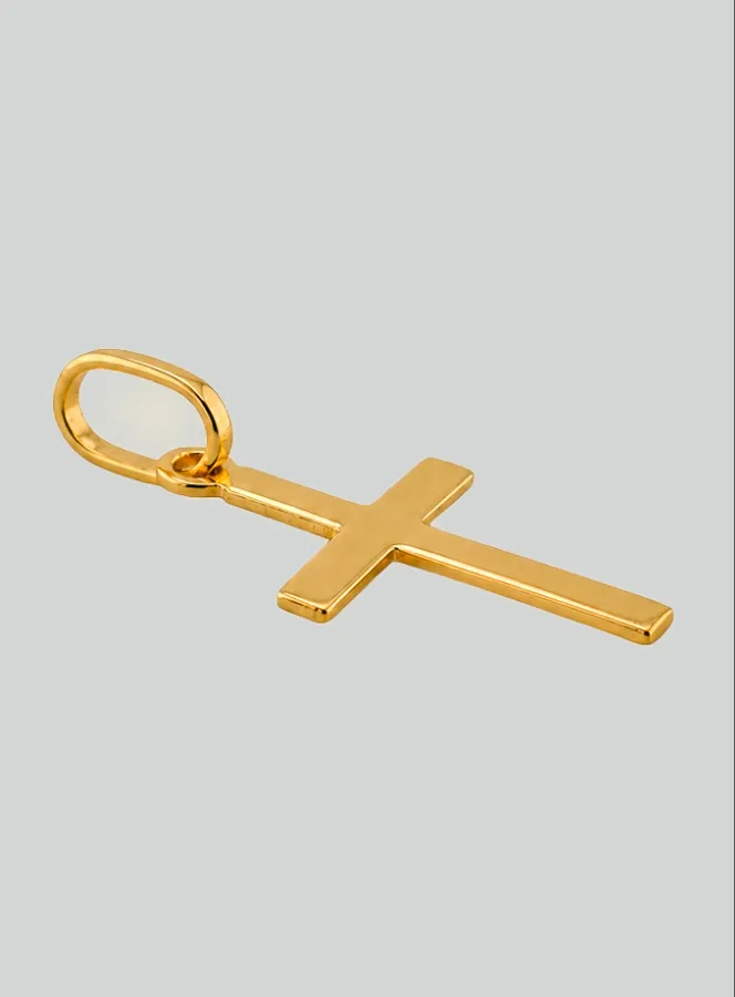 Anhänger Kleines Gold Kreuz flach aus Gelbgold (pic 2)