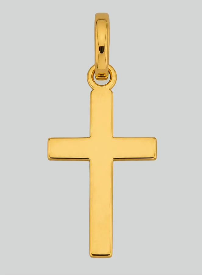 Anhänger Kleines Gold Kreuz flach aus Gelbgold (pic 3)