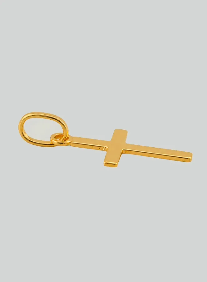 Anhänger Kleines Gold Kreuz flach aus Gelbgold (pic 4)