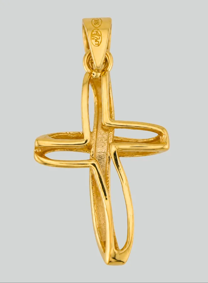 Anhänger Kreuz Filigrane Geflochten Gelbgold (pic 3)