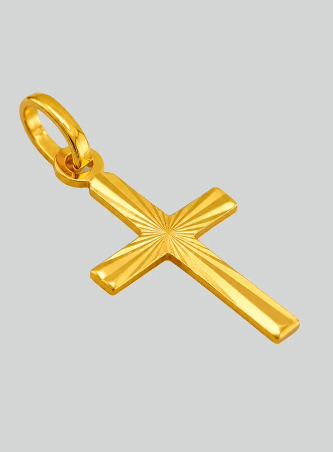 Schmuckkreuz Lateinisches Kreuz Diamantiert aus Gelb-Gold (pic 2)