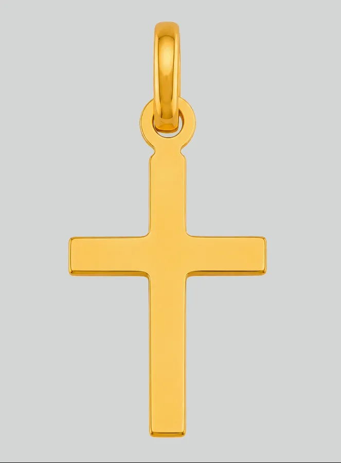 Schmuckkreuz Lateinisches Kreuz Diamantiert aus Gelb-Gold (pic 3)