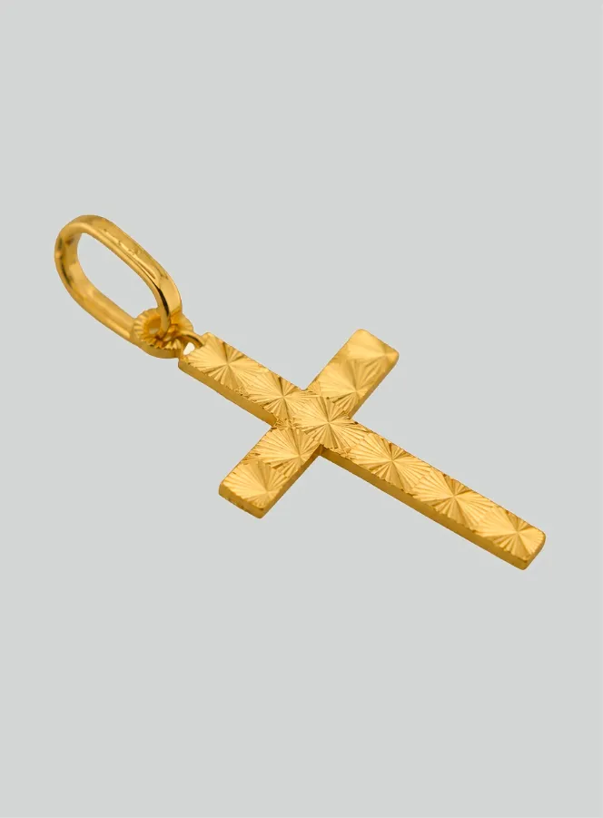 Anhänger Kreuz Diamantiert Echt Gelb-Gold (pic 2)