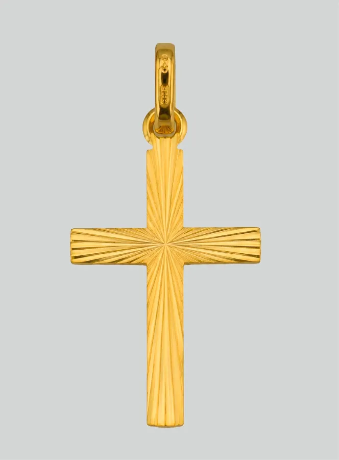 Anhänger Kreuz Diamantiert Echt Gelb-Gold (pic 3)