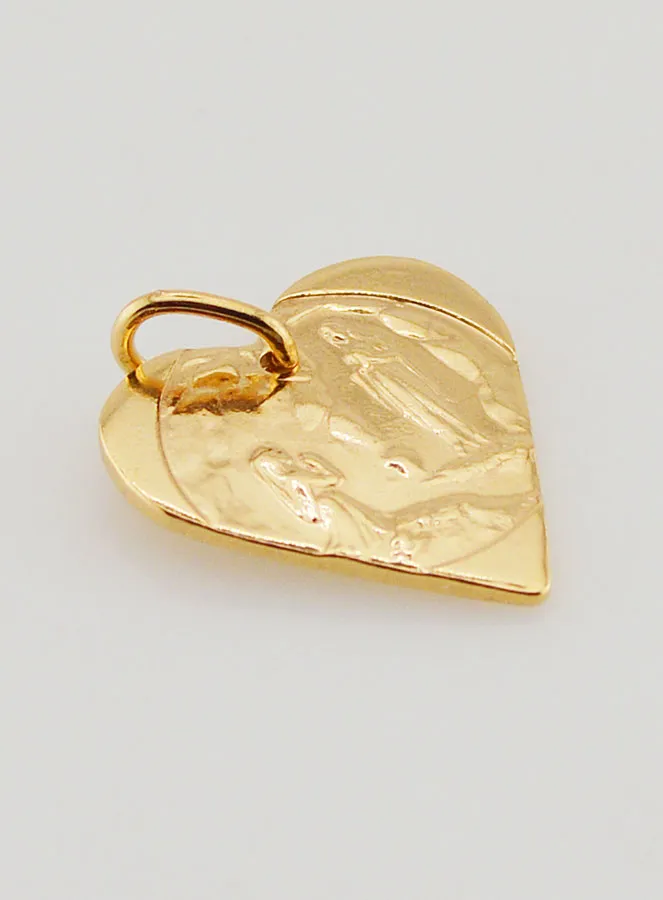 Anhänger Herz Unserer Lieben Frau von Lourdes 24 Karat Fein-Gold überzogen (pic 3)