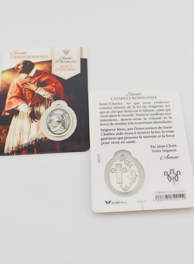Gebetskarte Heiliger Charles Borromeo mit Medaille (pic 4)