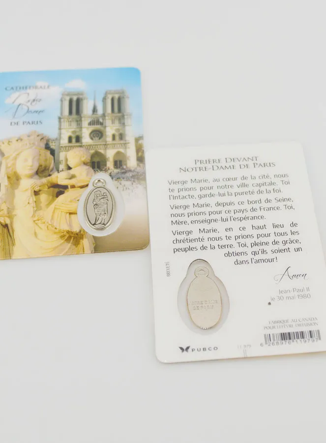 Gebetskarte Kathedrale Notre Dame in Paris mit Medaille (pic 4)