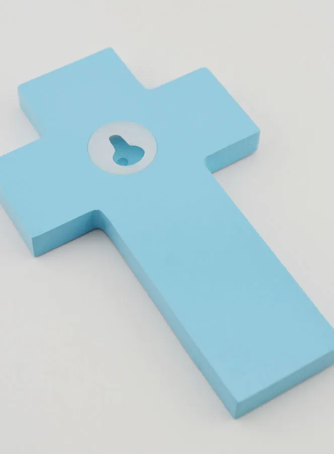 Kinder-Kreuz Kerze Alpha Omega - Blau (pic 4)