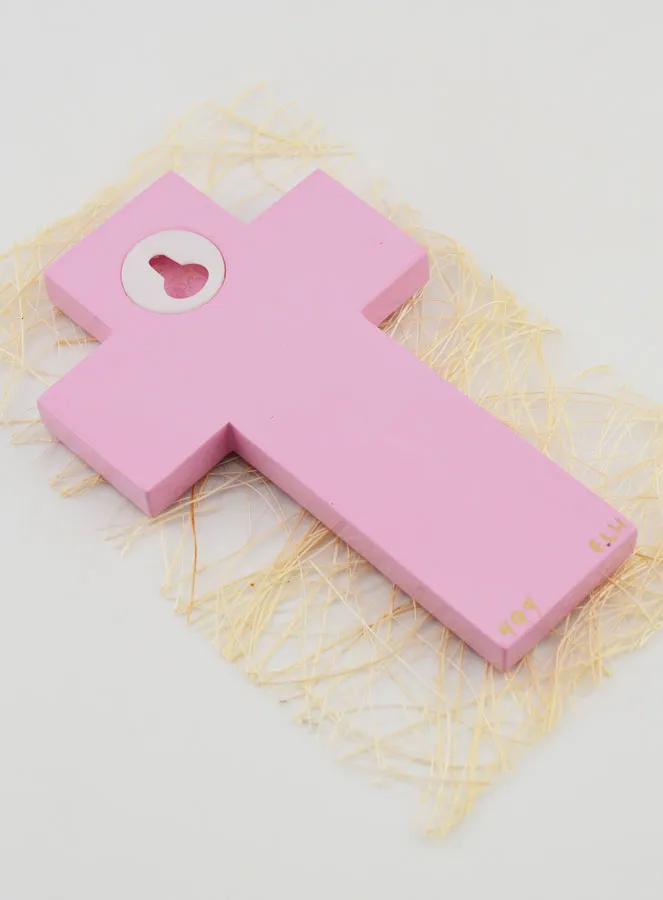 Kinder-Kreuz Tauf-Kerze - Rosa (pic 4)