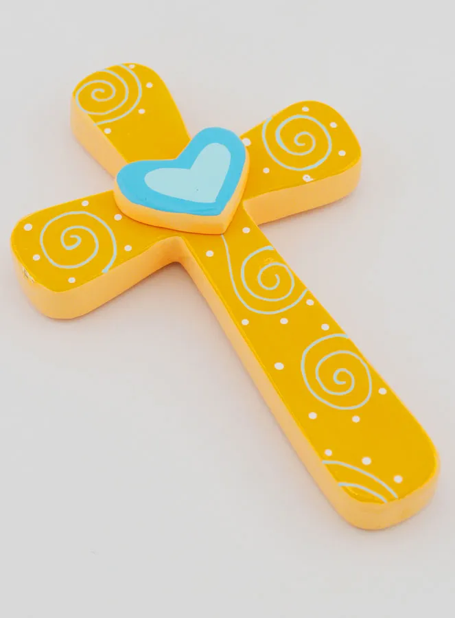 Kinderkreuz Orange und Herz Blau - 15cm (pic 3)
