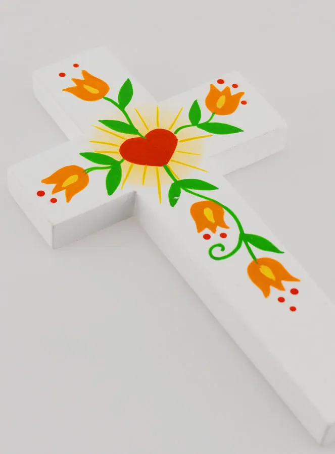 Kinderkreuz - Herz der Liebe und Orange Blumen (pic 3)