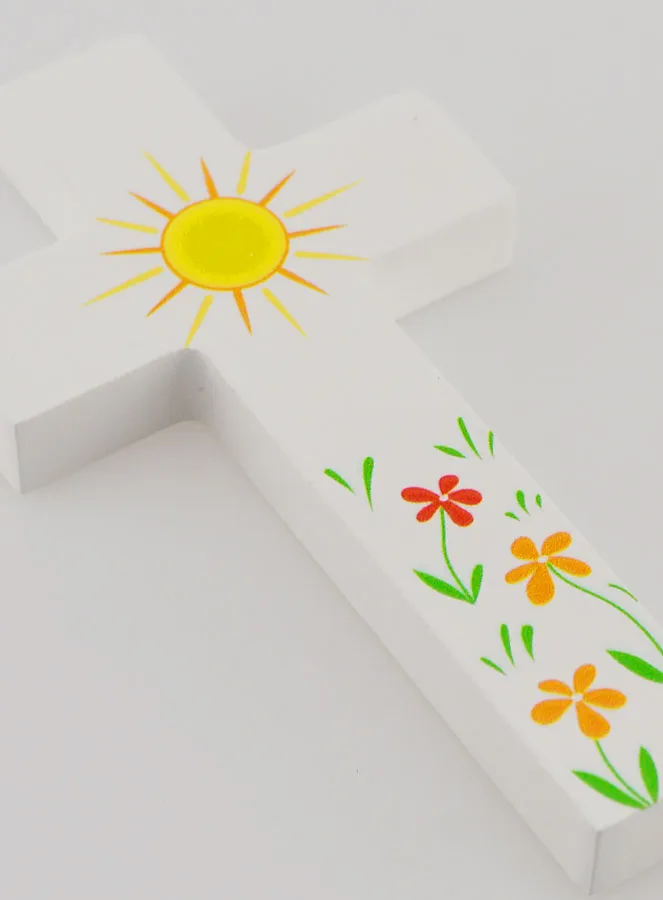 Kinderkreuz aus Holz - Sonne der Liebe und Blumen (pic 3)