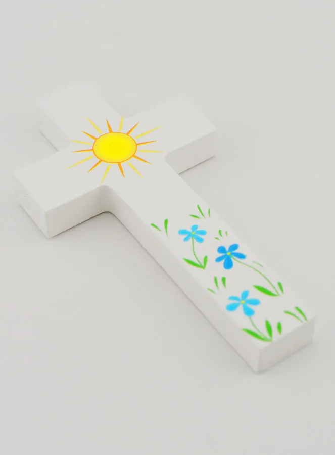 Kinderkreuz aus Holz - Sonne und Blumen (pic 3)