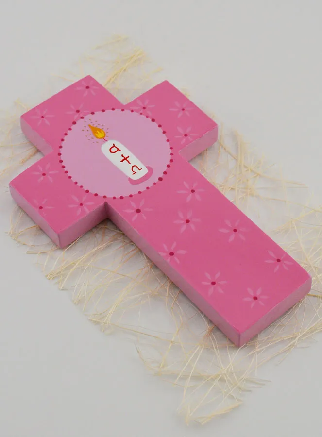 Kreuz Holz Kerze Alpha Omega - Rosa (pic 3)