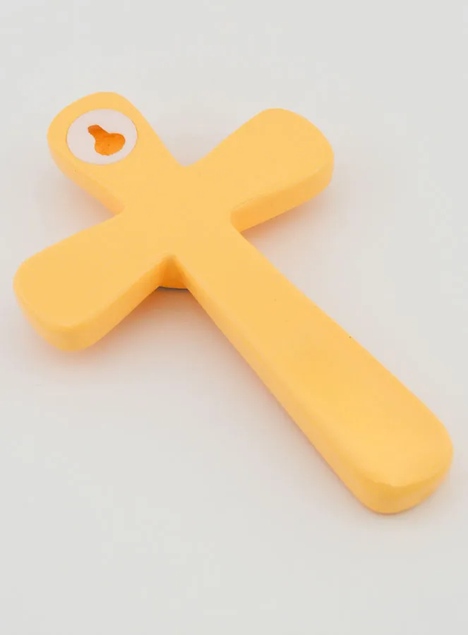 Holzkreuz Orange mit Herz Blau - 15cm (pic 4)