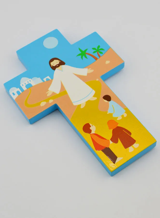 Kinderkreuz aus Holz - Jesus und die Kinder (pic 3)