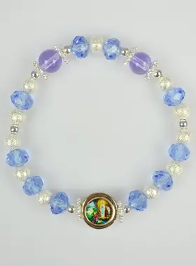 Religiöses Armband Glasperle Blau - Medaille Lourdes (pic 1)