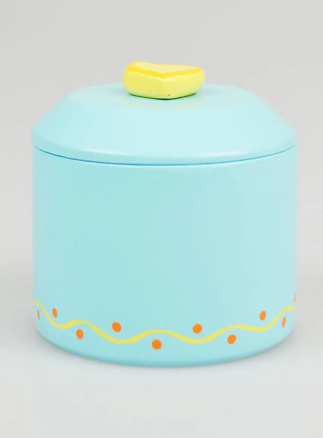 Rosenkranz Dose aus Holz - Blau mit Herz Gelb (pic 4)