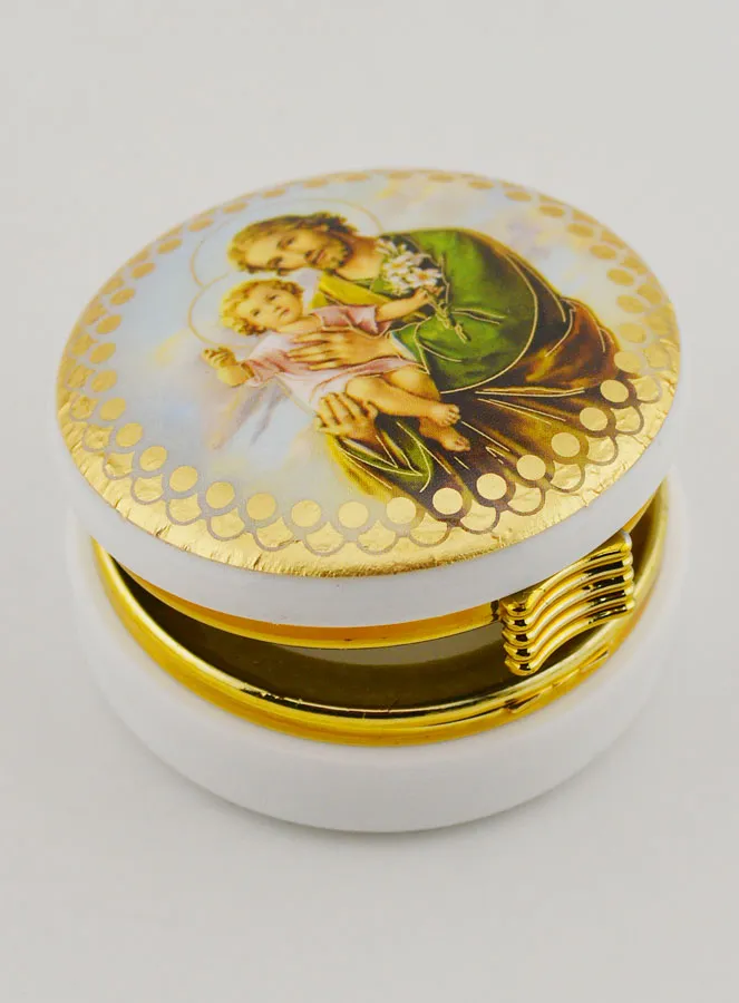 Hostiendose Abbildung Heiliger Josef mit dem Jesuskind - 5 cm (pic 4)