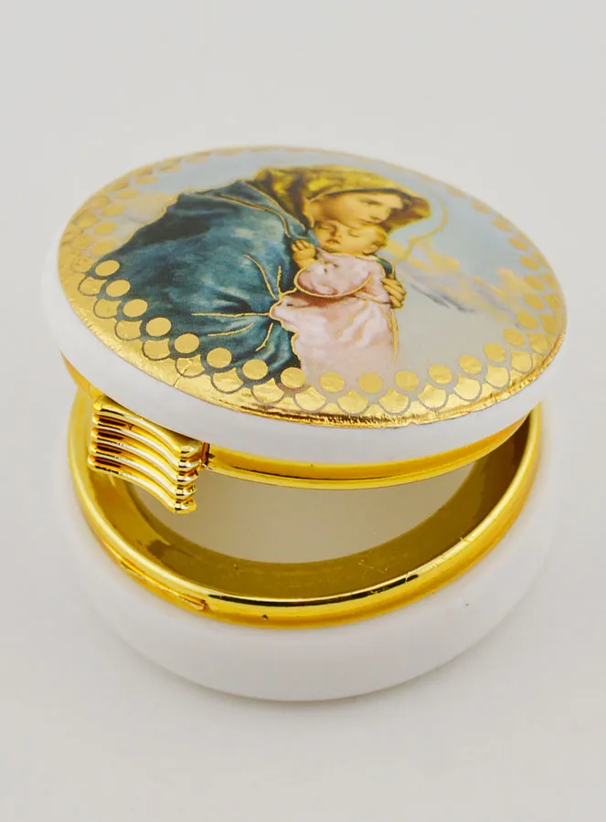 Hostienbehälter Abbildung Heilige Maria mit dem Kind - 5 cm (pic 4)